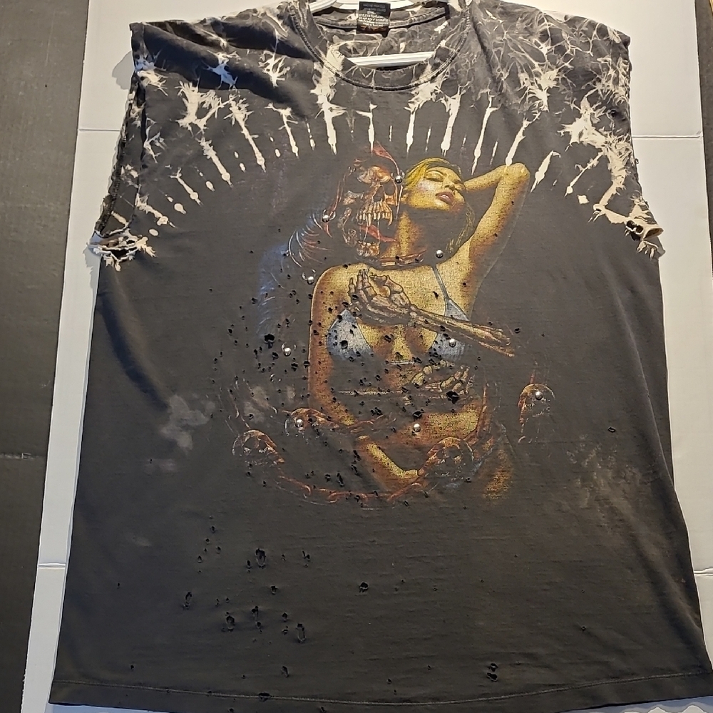 90's GRUNGE Biker Shirt Graphic Distressed T-Shirt